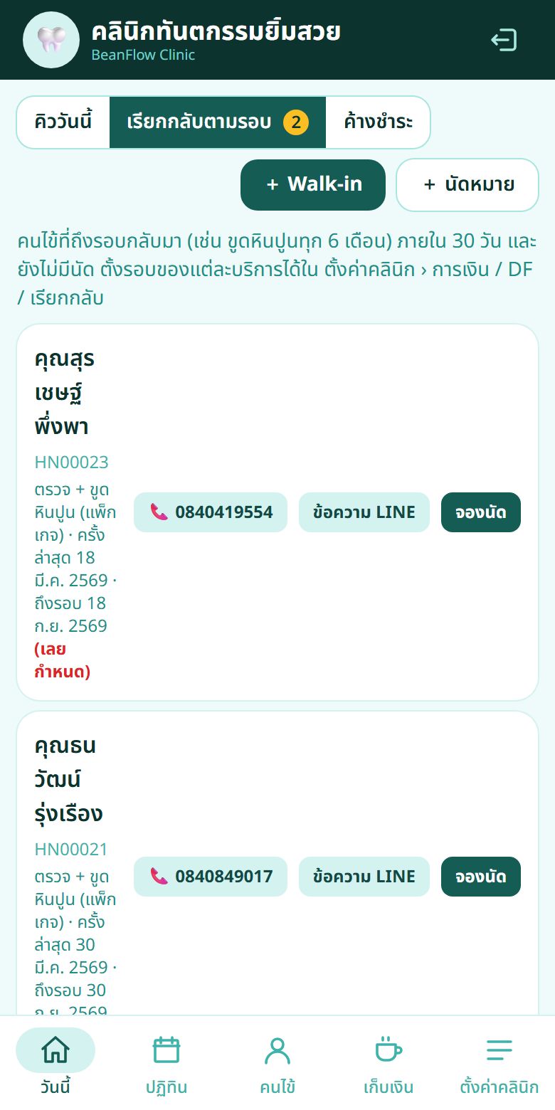 เรียกคนไข้กลับตามรอบ